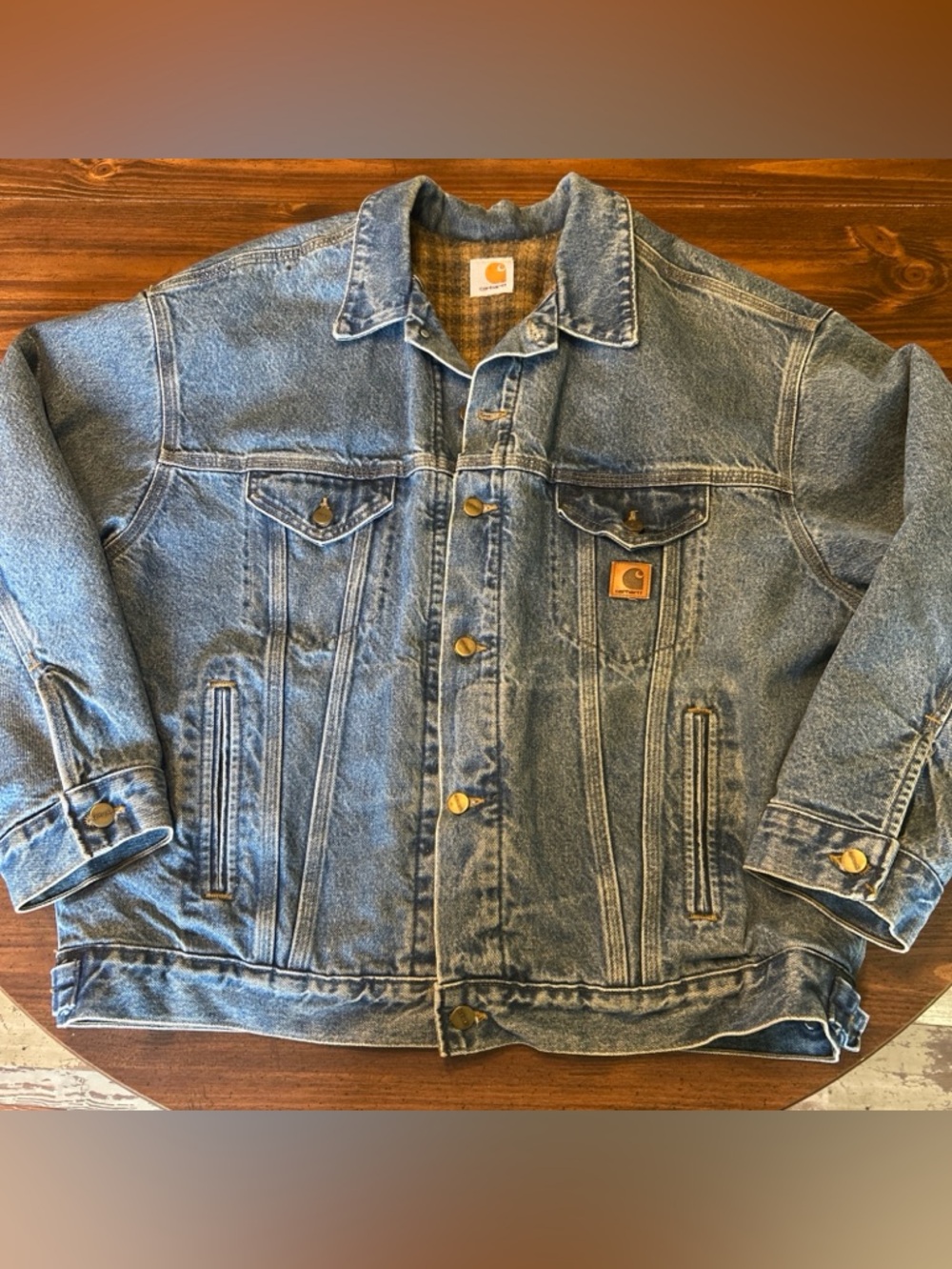 Vintage Carhartt Men’s 2XL Blue Denim Jean Jacket #J11DST  super nice